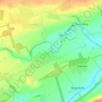 Topografische Karte Justinhaugh, Höhe, Relief