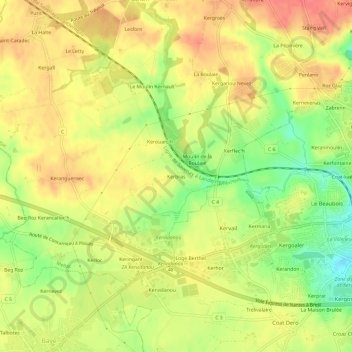 Topografische Karte Kerbras, Höhe, Relief