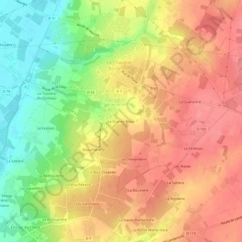 Topografische Karte La Grande Noue, Höhe, Relief