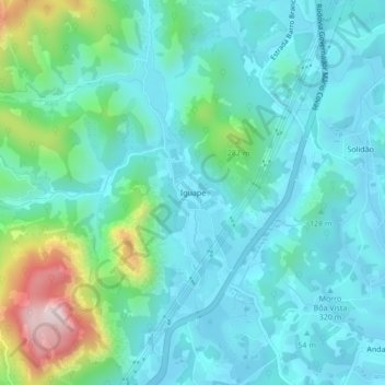Topografische Karte Iguape, Höhe, Relief