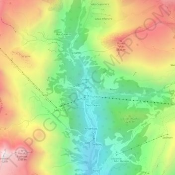 Topografische Karte Staffal, Höhe, Relief