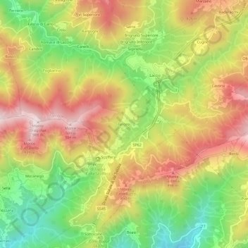 Topografische Karte Tercesi, Höhe, Relief