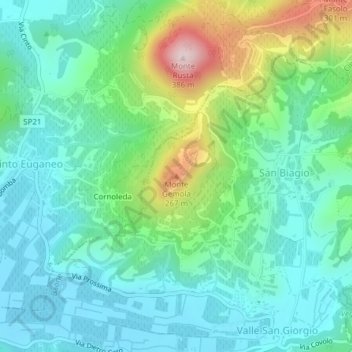 Topografische Karte Monte Gemola, Höhe, Relief