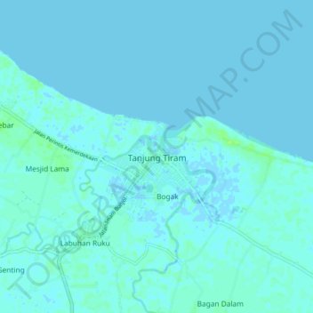 Topografische Karte Tanjung Tiram, Höhe, Relief