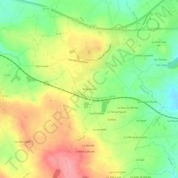 Topografische Karte Belle Issue, Höhe, Relief
