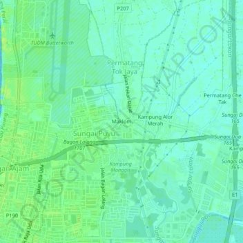 Topografische Karte Maklom, Höhe, Relief