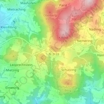 Topografische Karte Klessing, Höhe, Relief