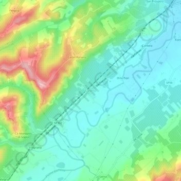 Topografische Karte Errano, Höhe, Relief
