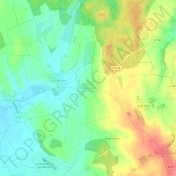 Topografische Karte Kleintissen, Höhe, Relief