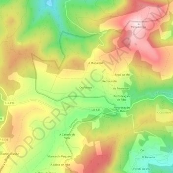 Topografische Karte Remourelle, Höhe, Relief