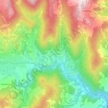 Topografische Karte Gerersdorf, Höhe, Relief