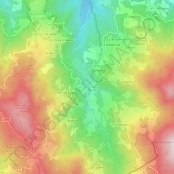 Topografische Karte Castel dell'Alpi, Höhe, Relief