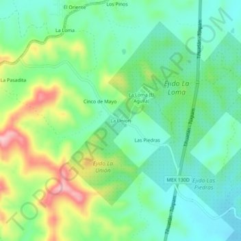 Topografische Karte La Union, Höhe, Relief