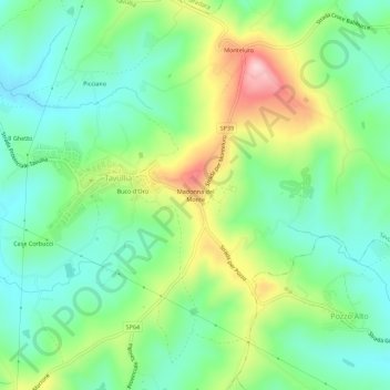 Topografische Karte Madonna del Monte, Höhe, Relief