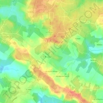 Topografische Karte Le Bourg, Höhe, Relief