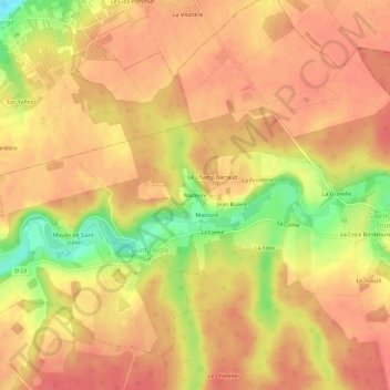 Topografische Karte Mazeure, Höhe, Relief