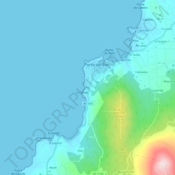 Topografische Karte Xío, Höhe, Relief