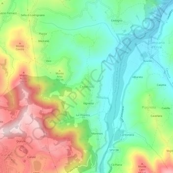 Topografische Karte Ceretolo, Höhe, Relief