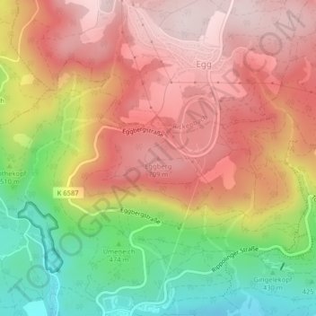 Topografische Karte Eggberg, Höhe, Relief