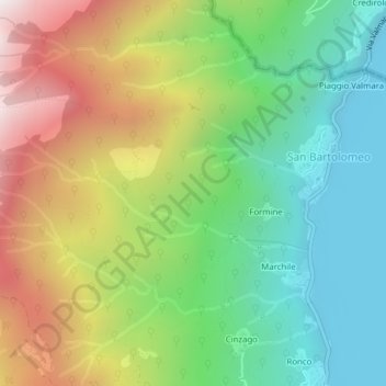 Topografische Karte Alpe Pizzocca, Höhe, Relief