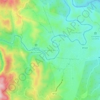 Topografische Karte Cuesta Blanca, Höhe, Relief