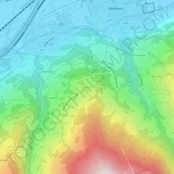 Topografische Karte Brantach, Höhe, Relief