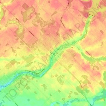 Topografische Karte Fergus, Höhe, Relief