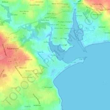 Topografische Karte Pen an Cap, Höhe, Relief