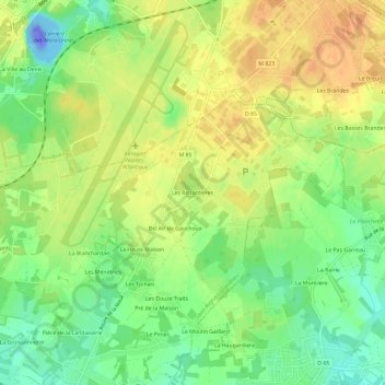 Topografische Karte Les Renardieres, Höhe, Relief