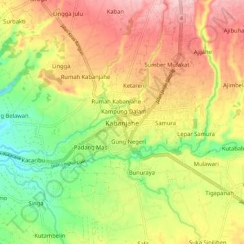Topografische Karte Kabanjahe, Höhe, Relief