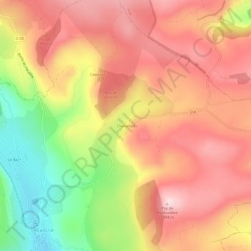 Topografische Karte Chavanon, Höhe, Relief