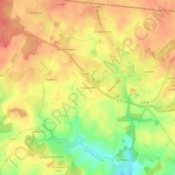 Topografische Karte La Coussaie, Höhe, Relief
