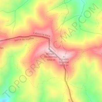 Topografische Karte Bonales Occidental, Höhe, Relief