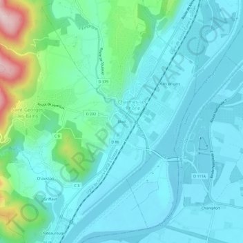 Topografische Karte Blod, Höhe, Relief