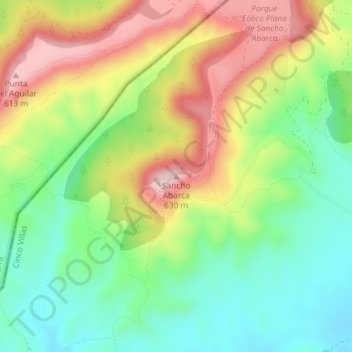 Topografische Karte Sancho Abarca, Höhe, Relief