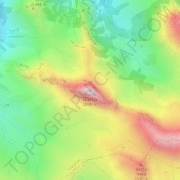 Topografische Karte Rocca la Meja, Höhe, Relief