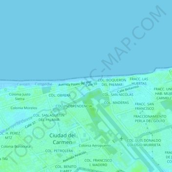 Topografische Karte COL. SAN CARLOS, Höhe, Relief