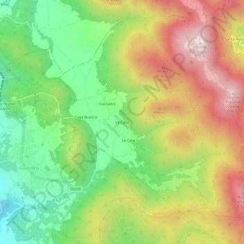 Topografische Karte Le Case, Höhe, Relief