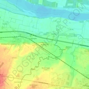 Topografische Karte Monteacuto, Höhe, Relief