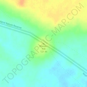 Topografische Karte Sheoaks Hill, Höhe, Relief