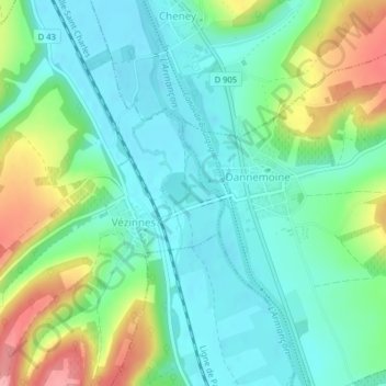 Topografische Karte Pre Boudray, Höhe, Relief