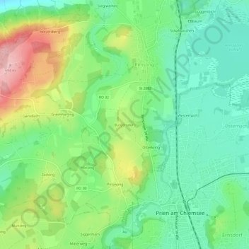 Topografische Karte Burgersdorf, Höhe, Relief