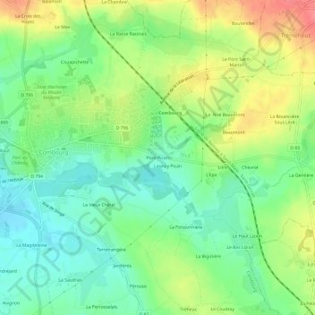 Topografische Karte Pont-Pican, Höhe, Relief