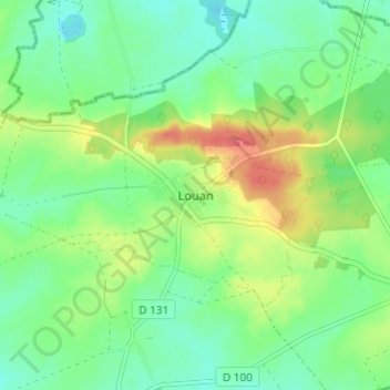 Topografische Karte Louan, Höhe, Relief