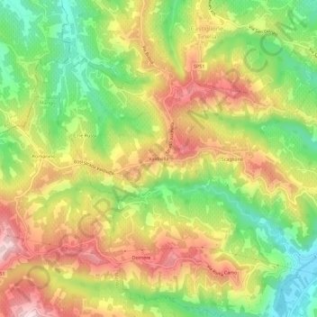 Topografische Karte Valdivilla, Höhe, Relief