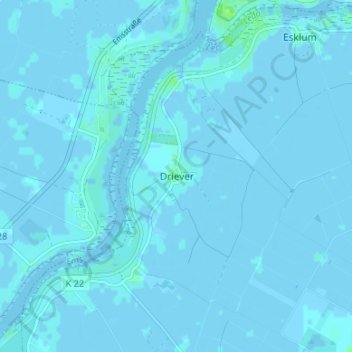 Topografische Karte Driever, Höhe, Relief