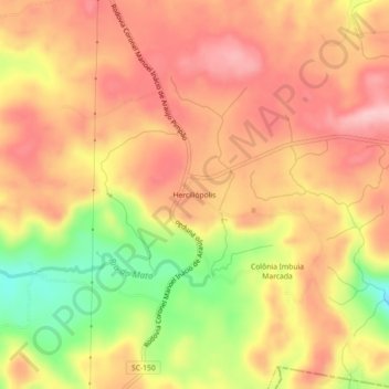 Topografische Karte Herciliópolis, Höhe, Relief