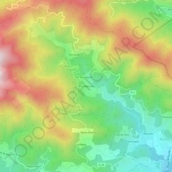 Topografische Karte Rochebrune, Höhe, Relief