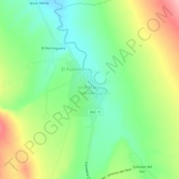 Topografische Karte Jose Maria Morelos, Höhe, Relief
