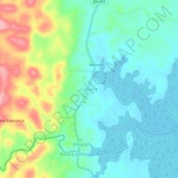 Topografische Karte Limeira, Höhe, Relief